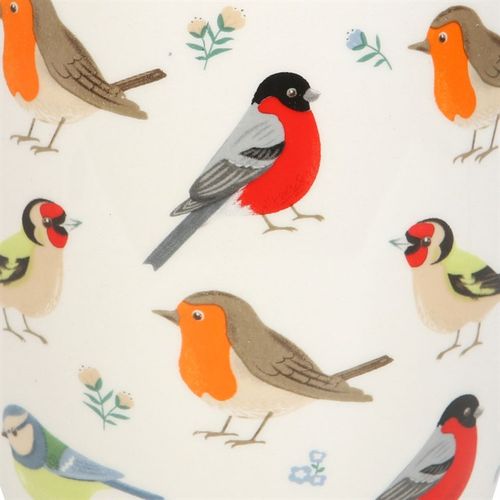 Delight in the British Garden Birds Ceramic Plant Pot, featuring charming Blue Tit, Robin, Goldfinch, and Bullfinch designs.