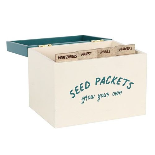 Organise your garden essentials with this Seed Packet Storage Box, featuring labelled dividers for easy access.