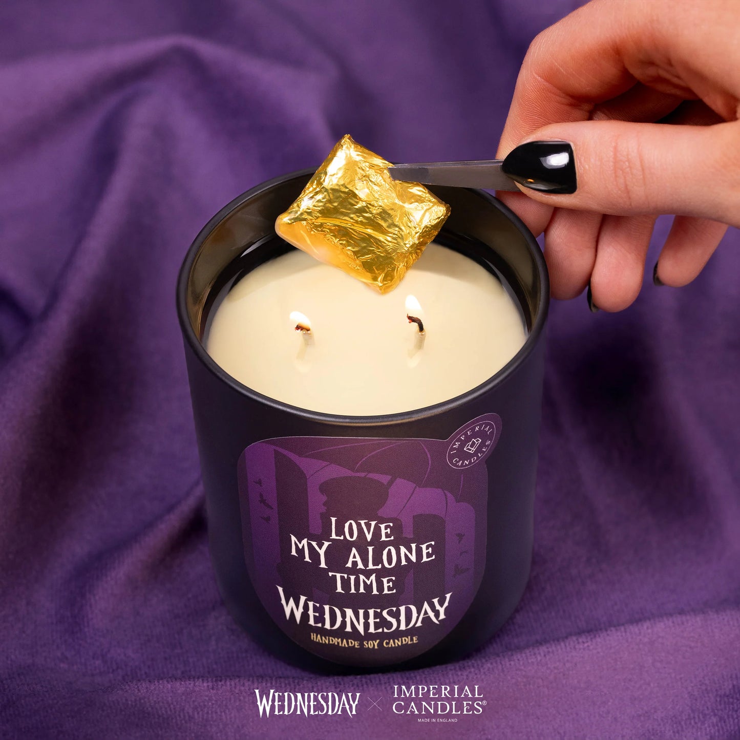 Hand pouring the Imperial Candles - Love My Alone Time, a limited edition Wednesday scented soy candle.