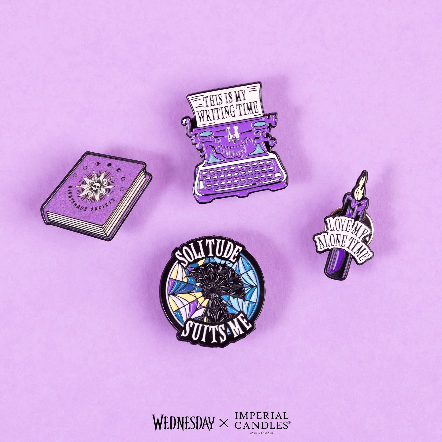 Explore the vibrant enamel pins from Imperial Candles - Love My Alone Time, celebrating solitude and creativity.