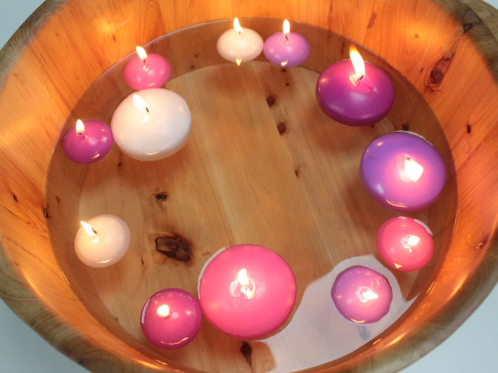 Floating Candles - Choose Size (Unscented) in vibrant colours, perfect for romantic displays at weddings.