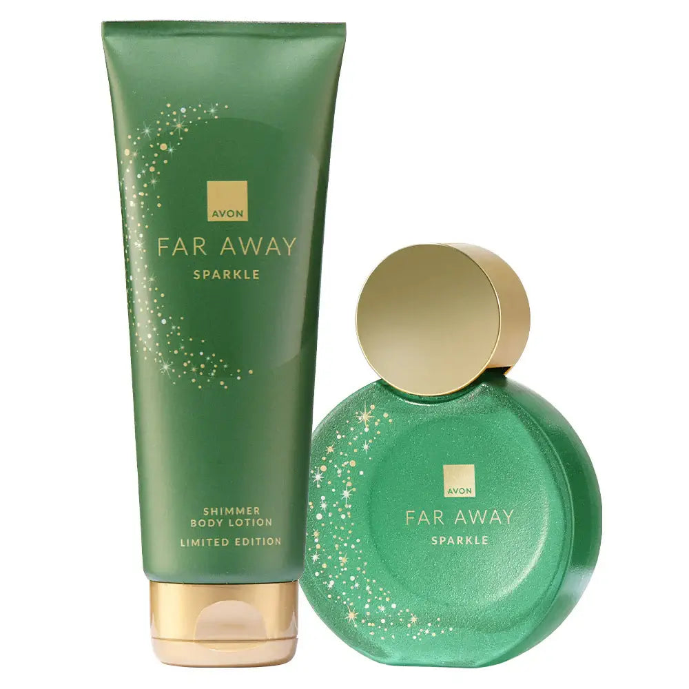 Far Away Sparkle Eau de Parfum and Body Lotion Gift Set Limited Edition featuring shimmer body lotion and parfum.