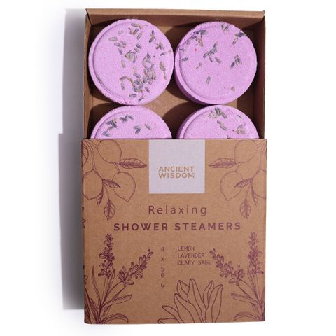 Zen Shower Steamers - Therapy Wellness Gift Set - Relaxing features four vegan-friendly steamers with calming aromas.