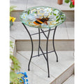 Bee Glass Bird Bath with Metal Stand – Garden Ornament 2