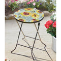 Sunflower Hand Painted Glass Garden Table – Foldable Side Table 2