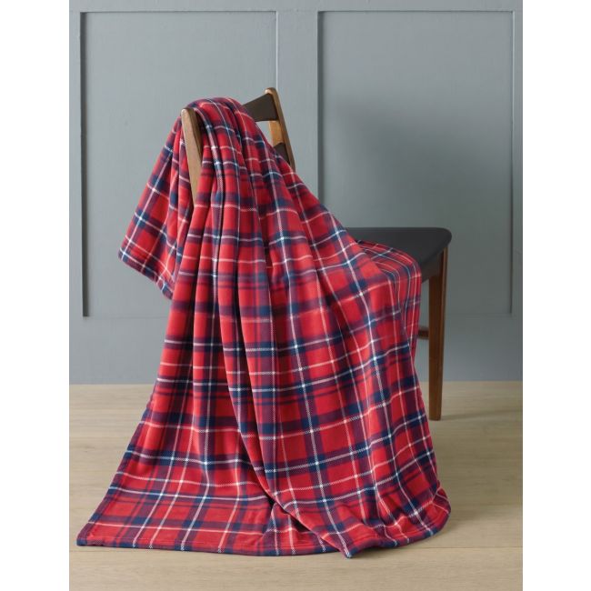Tartan Fleece Blanket Throw – Red or Green