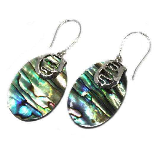 Handmade Shell & Silver Earrings featuring vibrant abalone colours, perfect for any occasion. Unique Bali craftsmanship.