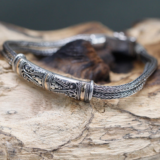 Stylish Silver & Gold unisex twin chain bracelet, perfect for gifts and embracing the latest jewellery trend.