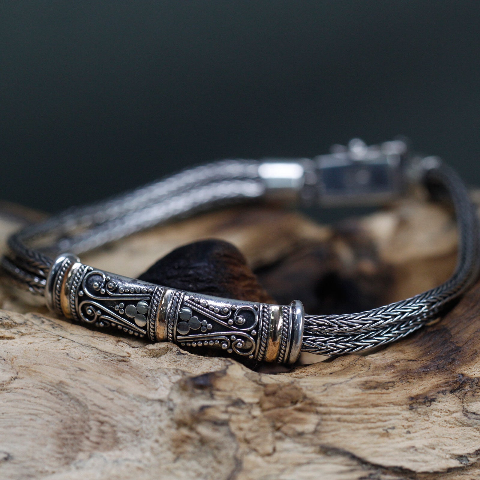Silver & Gold Bracelet showcases a unisex twin chain design, perfect for gifting or adding to your collection.