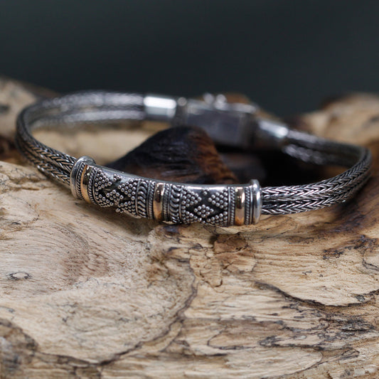 Silver and 18ct gold bracelet, a stylish unisex design perfect for gifting with a message to "wear with confidence."