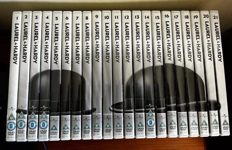 Laurel & Hardy 21-disc box set showcases classic comedy in a stylish collection, perfect for fans of Laurel.