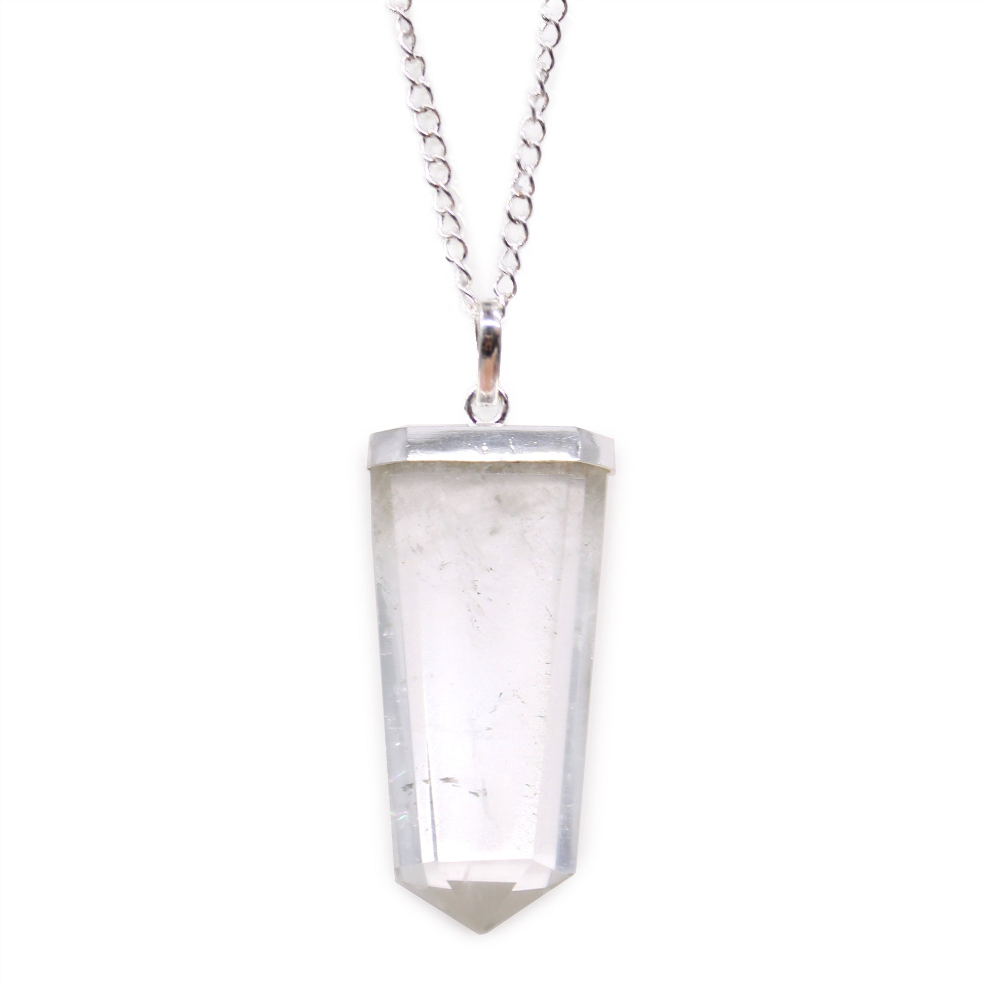 Elegant Gemstone Flat Pencil Pendant - Choose your favourite Gemstone, showcasing unique crystal beauty in sterling silver.