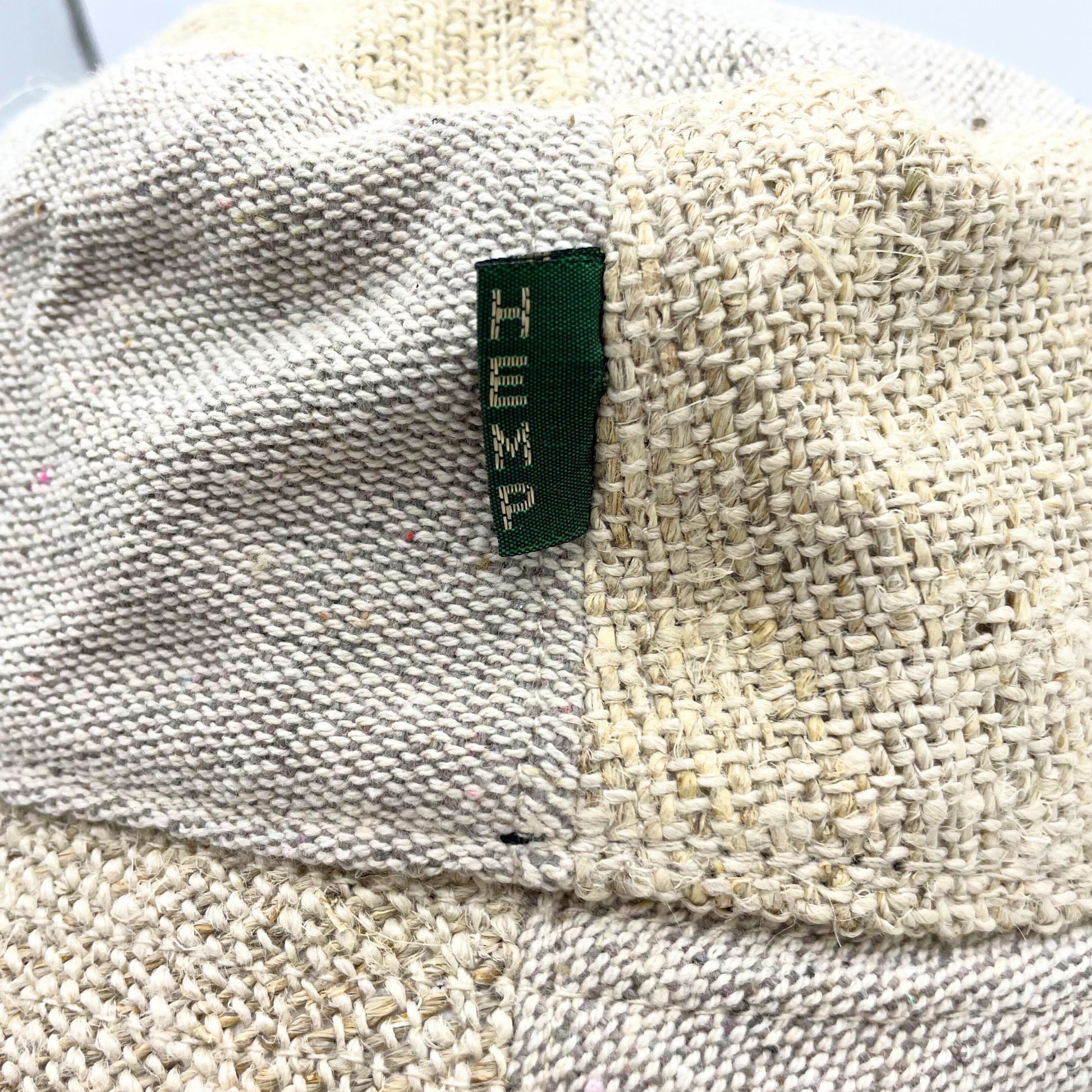 Patched Hemp & Cotton Boho Festival Hat in natural hue, perfect for a free-spirited, eco-friendly style.