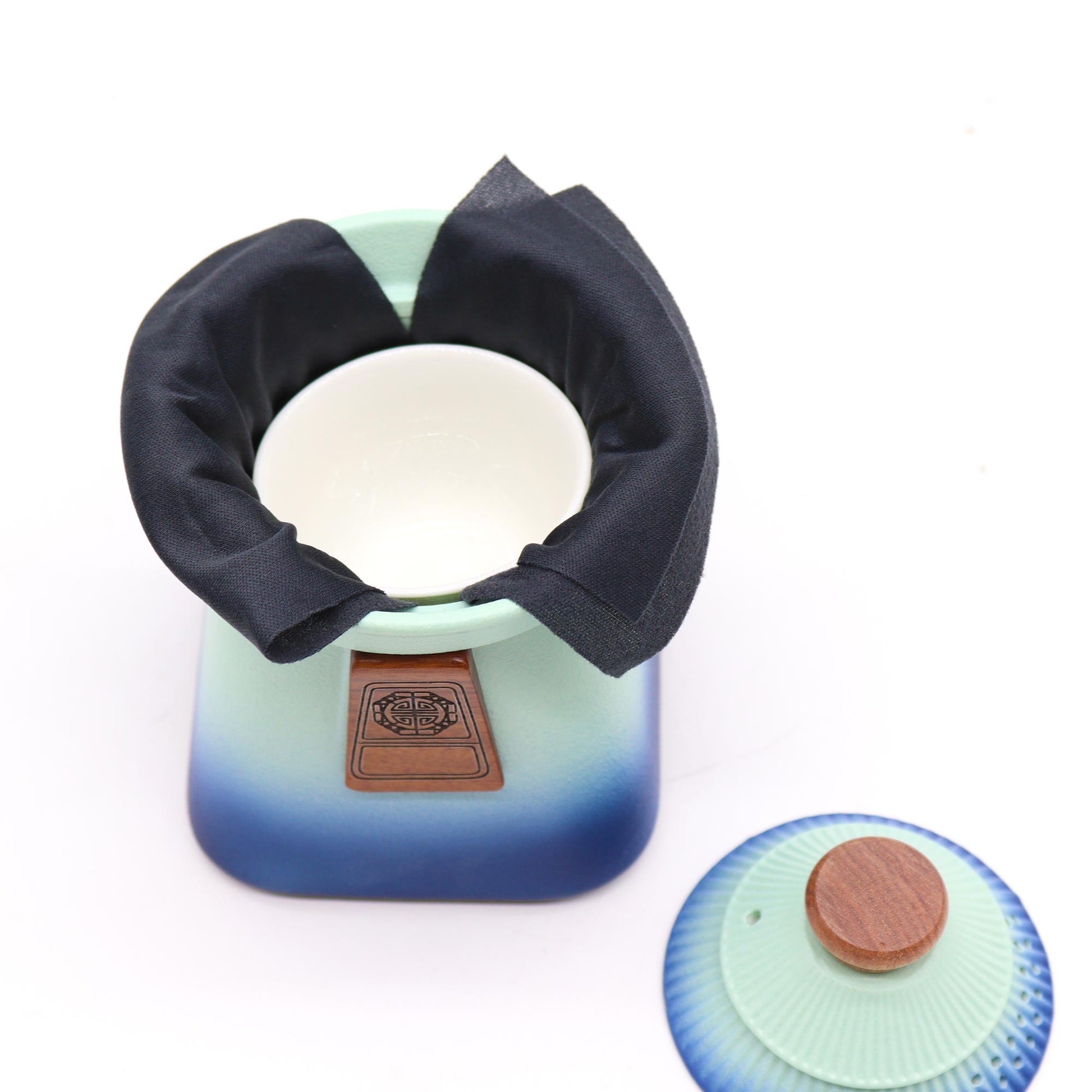 Ceramic Temple Teapot Set in Blue Heaven with lid, perfect for elegant tea moments. Ideal for tea lovers.