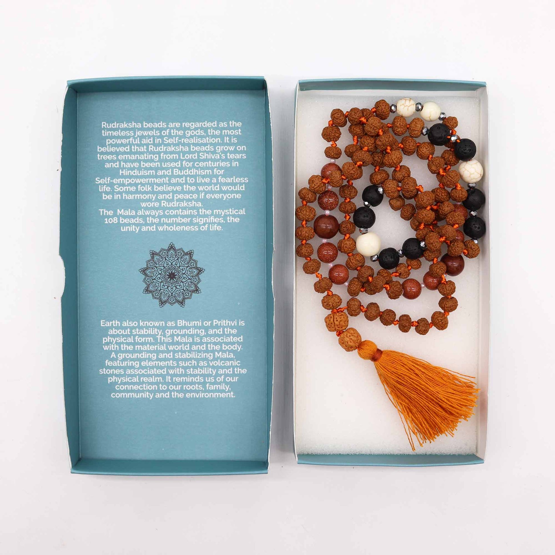 Bali Mala Necklace - Choose your Favourite featuring Rudraksha beads, perfect for self-realisation and spiritual peace.