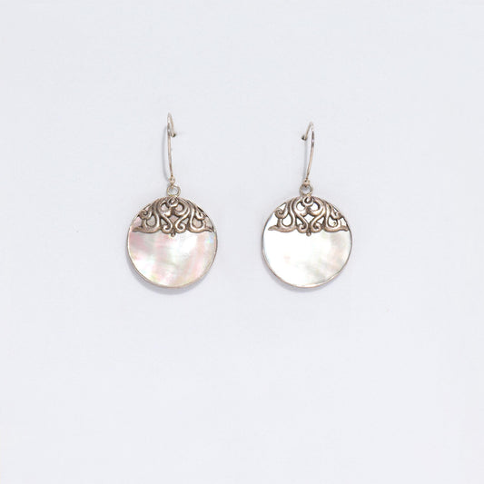Elegant Shell & Silver Earrings - Classic Disc showcase unique craftsmanship, perfect for adding charm to any outfit.