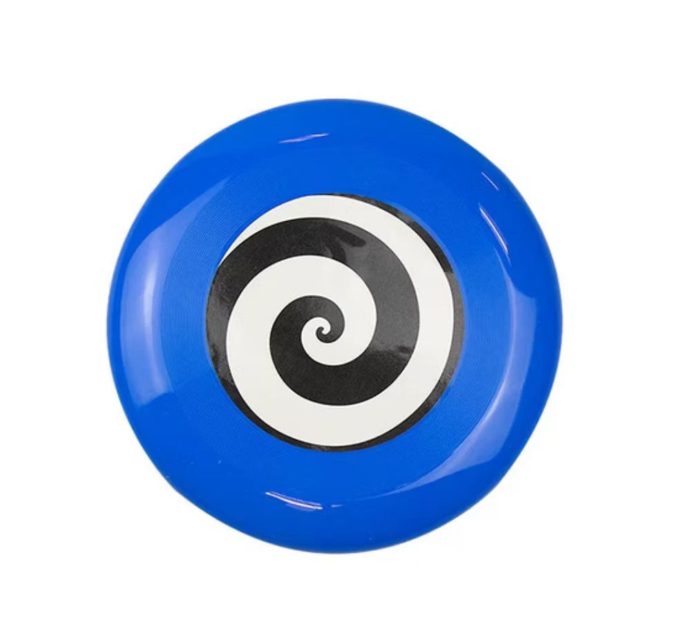 Frisbee Dog Toy - Choose your Pawsome Colour - blue frisbee with black-and-white spiral for fetch.