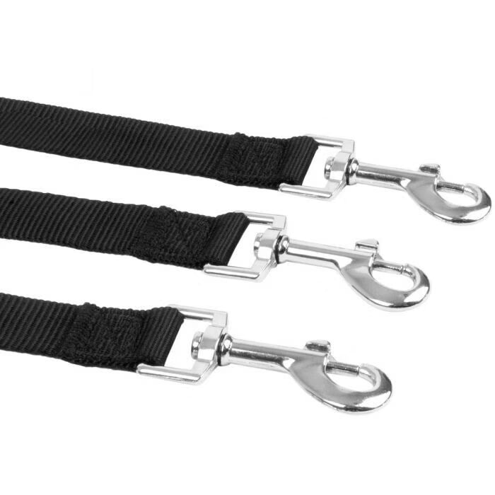 Dog Lead Triple Attachment black for all sizes of dogs, perfect attachments - three leads with metal clasps.