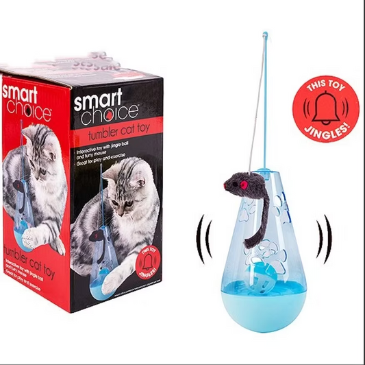 Smart Choice Bell, Ball and Mouse Interactive Toy - rocking cat toy with bell and fluffy mouse.