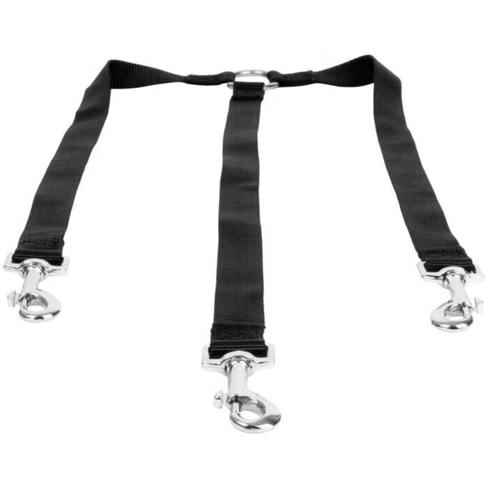 Dog Lead Triple Attachment black for all sizes of dogs, perfect attachments - multi-dog walking with three metal clips