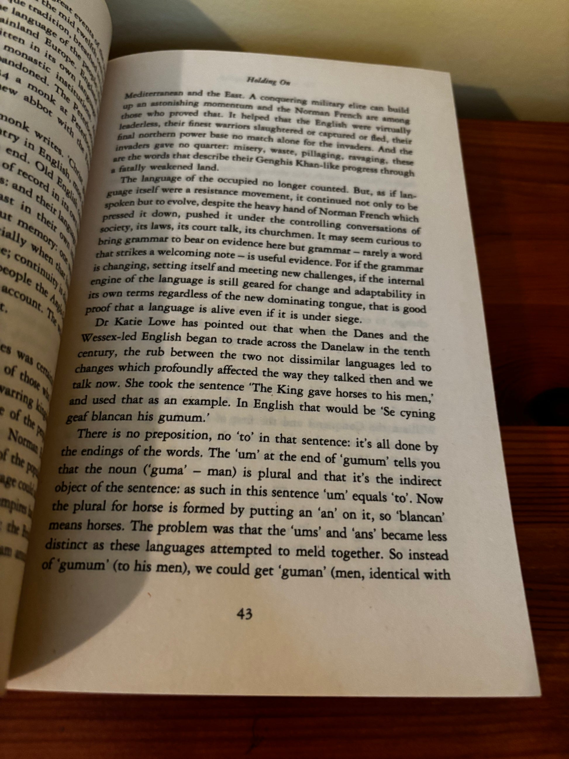 Open page of *The Adventure Of English: The Biography of a Language Paperback – 1 Sept. 2004*, showcasing linguistic insights.