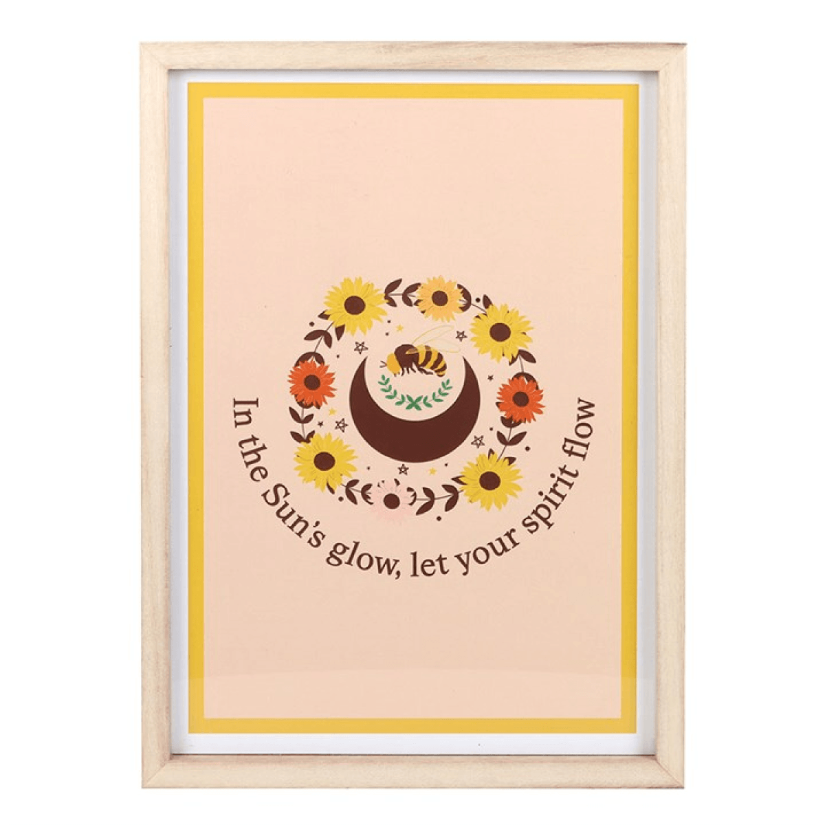 Framed Wall Art Print Bee Sunflower Inspirational Quote Home Décor