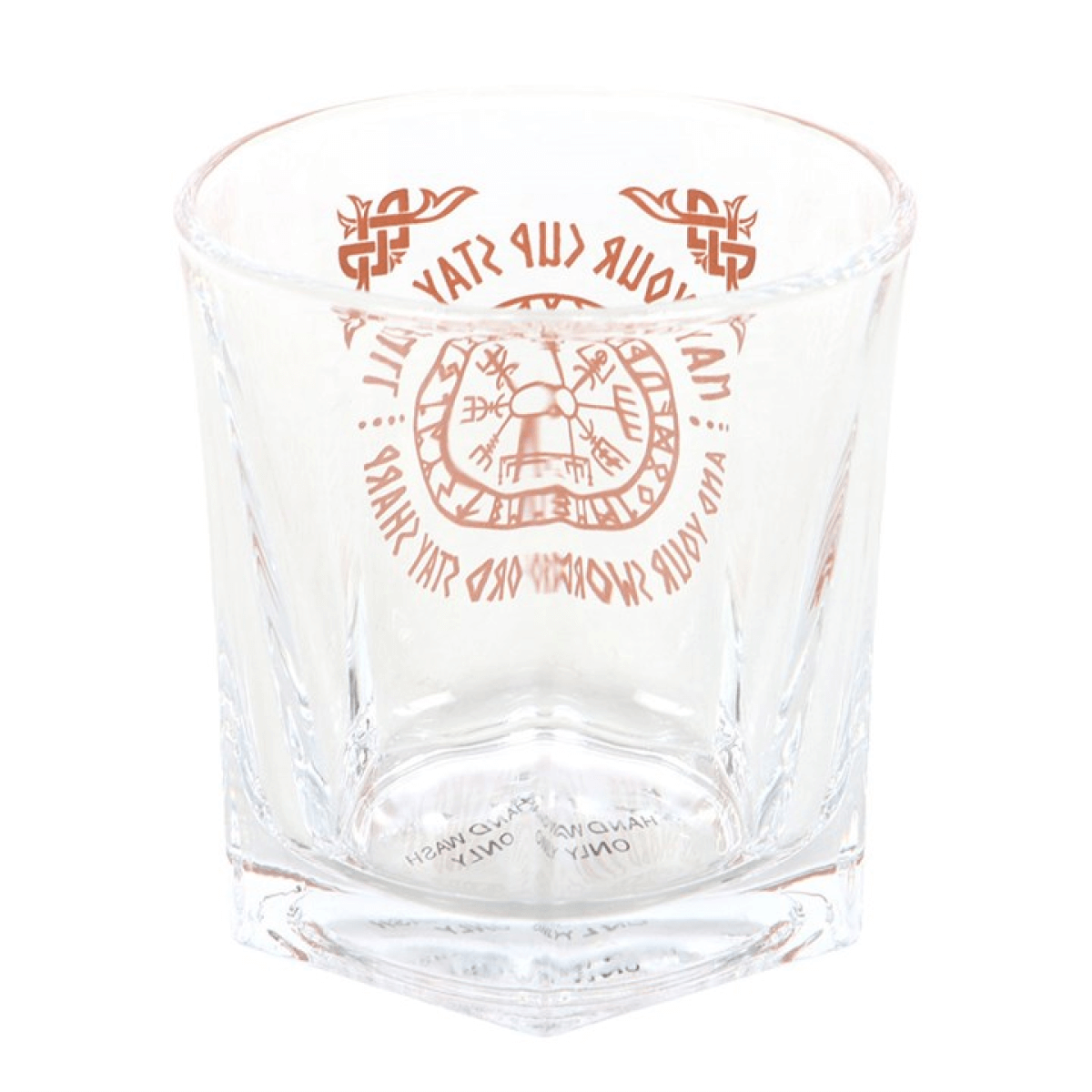 Viking Compass Lowball Glass With Vegvisir Symbol And Matching Cork Coaster showcasing Norse design details.