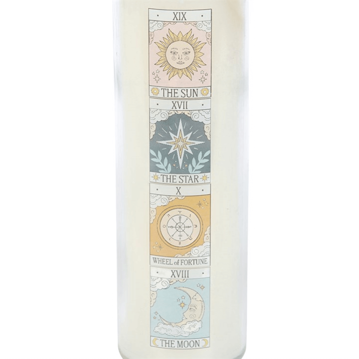 Vintage Rose Scented Tarot Card Tube Candle For Mystical Decor With 70 Hour Burn Time featuring tarot card designs.