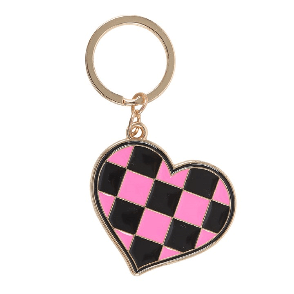 Checkerboard Heart Keyring