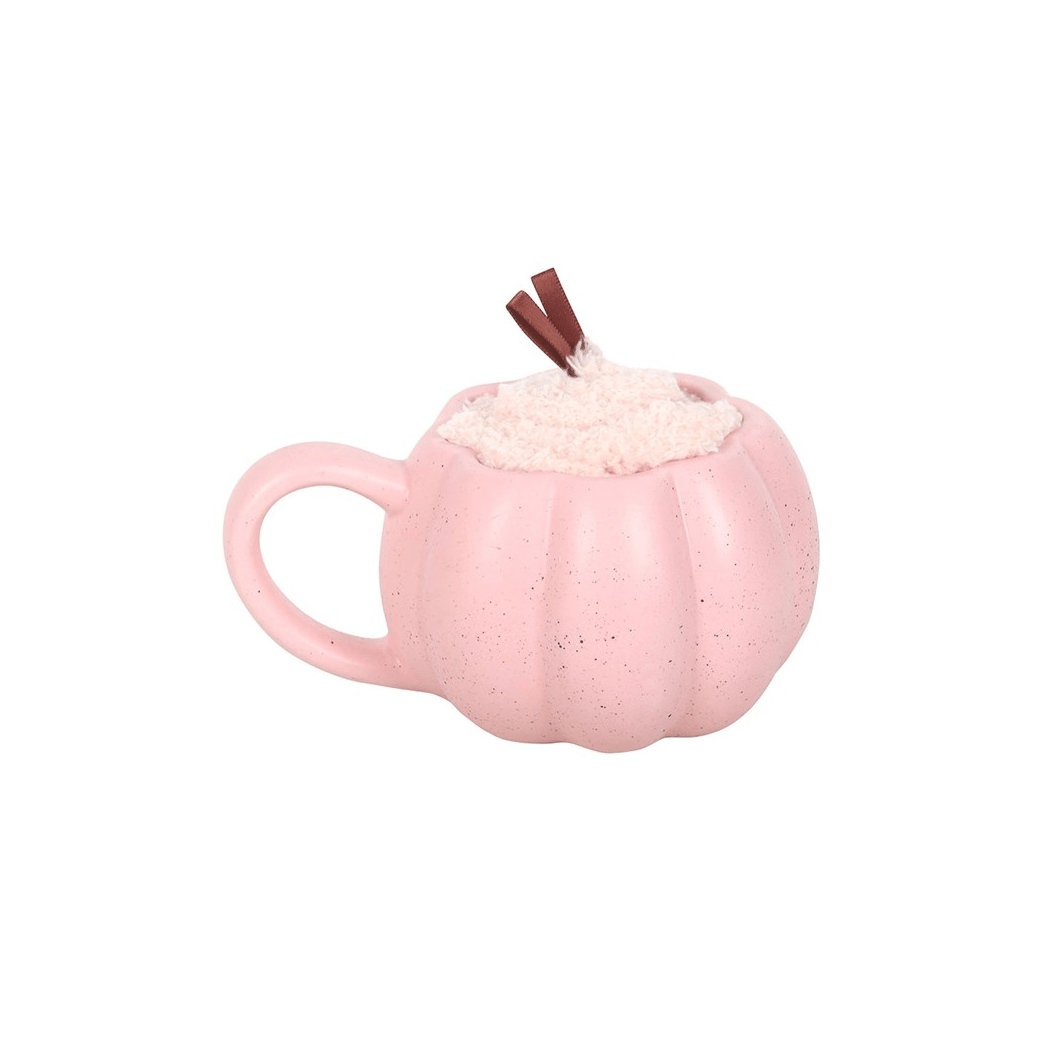 Pink Pumpkin Mug and Socks Gift Set for Her