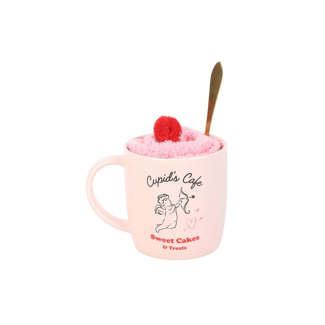 Cupid's Café Mug, Spoon and Socks Gift Set for Her 350ml