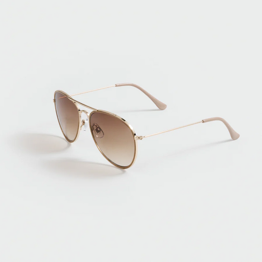 Stylish Avon Aviator-Sunglasses Beige & Gold, offering UV protection for sunny days in a chic design.