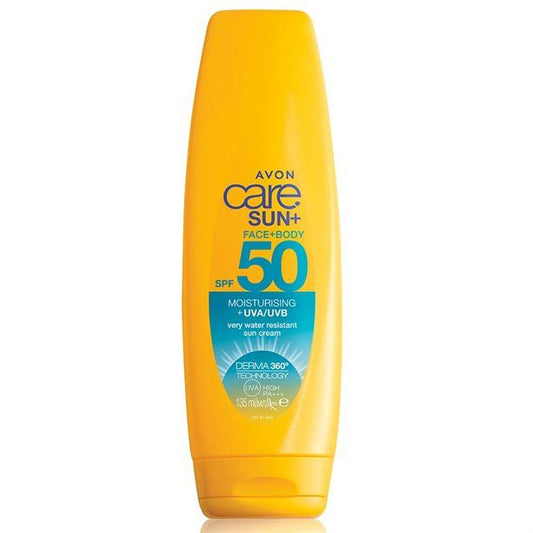 Avon Care Sun SPF50 Face & Body Cream offers ultimate UV protection, perfect for outdoor lovers. 135ml of sun defence.