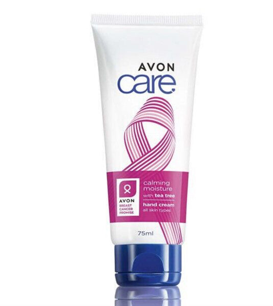 Avon Care Calming Moisture Hand Cream X4 offers soothing hydration for dry skin, enriched with Vitamin E and Tea Tree.