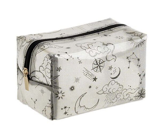 Stylishly store your cosmetics in the Avon Ella Cosmetic Bag featuring a stunning celestial design and glitter.