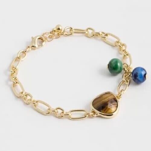 Stylish Avon Elodie Statement Stone Bracelet featuring multicoloured stones and gold-coloured plating for elegant looks.