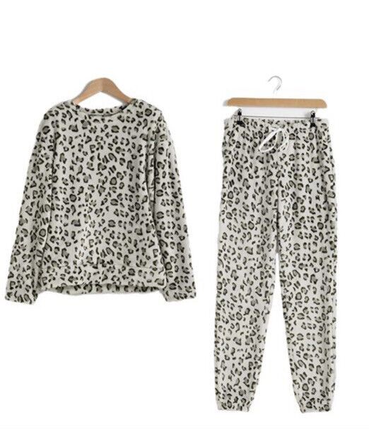 Avon Grey Leopard Print Lounge Set showcasing a chic grey and white leopard design, perfect for stylish comfort.