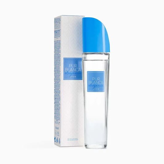 Avon Pur Blanca Elegance showcases a stunning bottle, embodying luxury and sophistication for the modern woman.