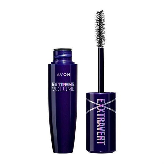 Avon Mascara Exxtravert Extreme Volume for bold, beautiful lashes in Blackest Black, perfect for dramatic looks.