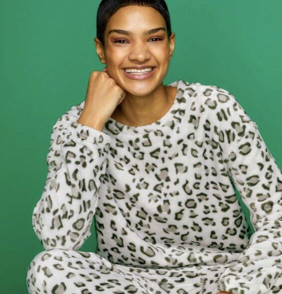 Stylish model wearing the Avon Grey Leopard Print Lounge Set, showcasing modern comfort and chic design.