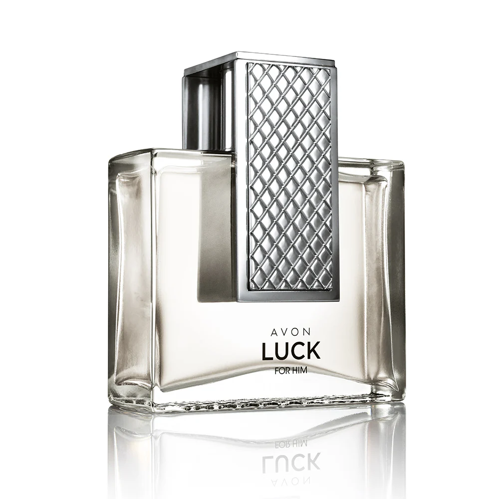 Avon Luck for Him Eau de Toilette EDT Spray 75ml, a sophisticated fragrance for the modern man, elegantly packaged.