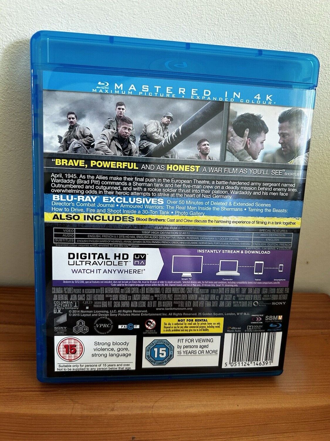 Fury Blu-Ray (2015) Brad Pitt