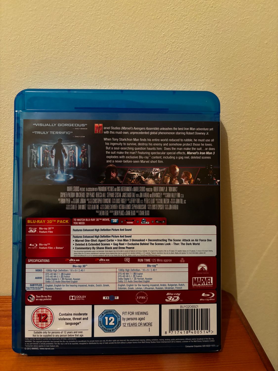 Experience thrilling action with Iron Man 3 (Blu-Ray 3D) + (Blu-Ray 2D) combo pack, available now at your favourite store.