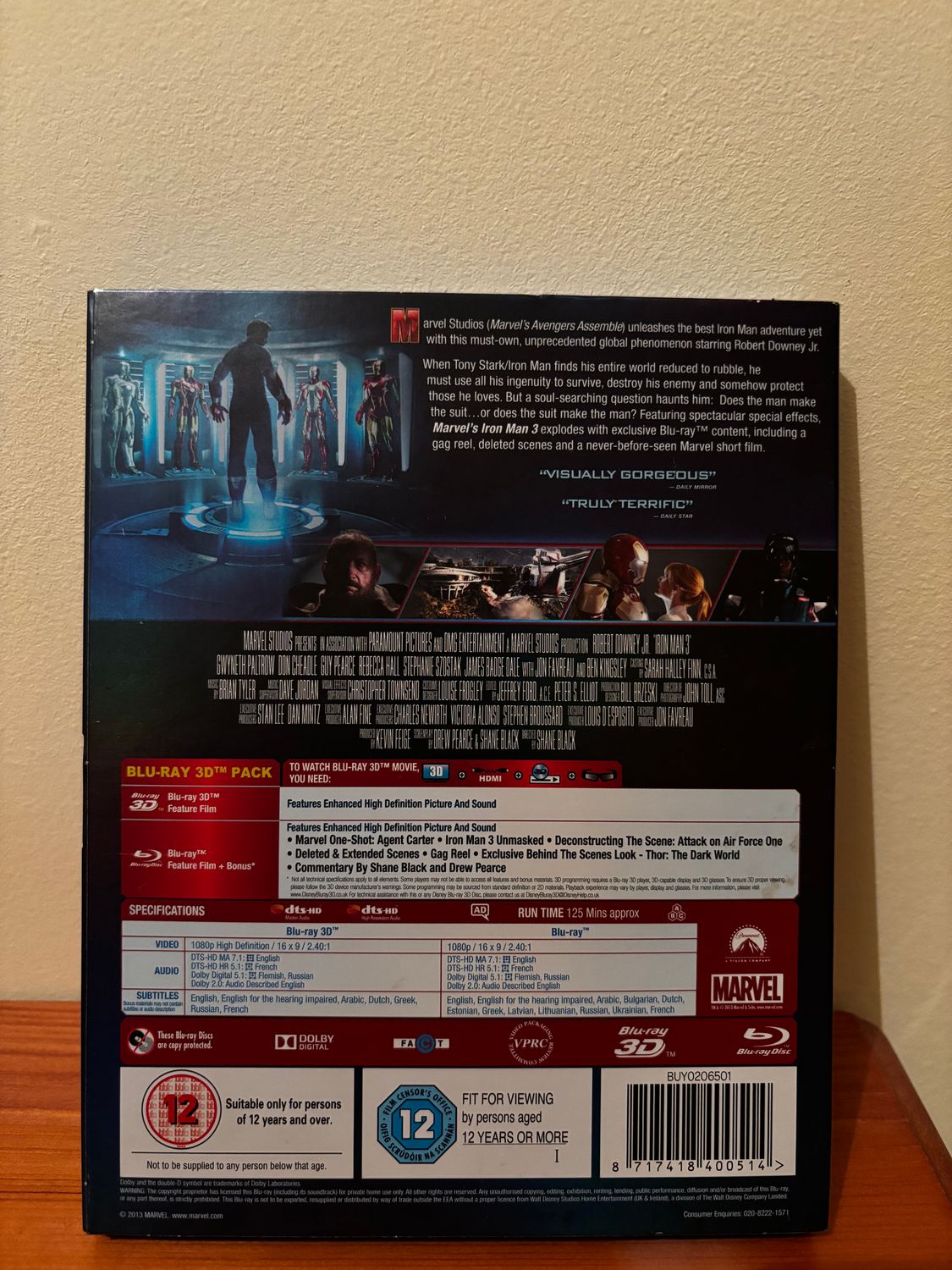 Discover the thrilling Iron Man 3 (Blu-Ray 3D) + (Blu-Ray 2D) combo pack, perfect for action fans!