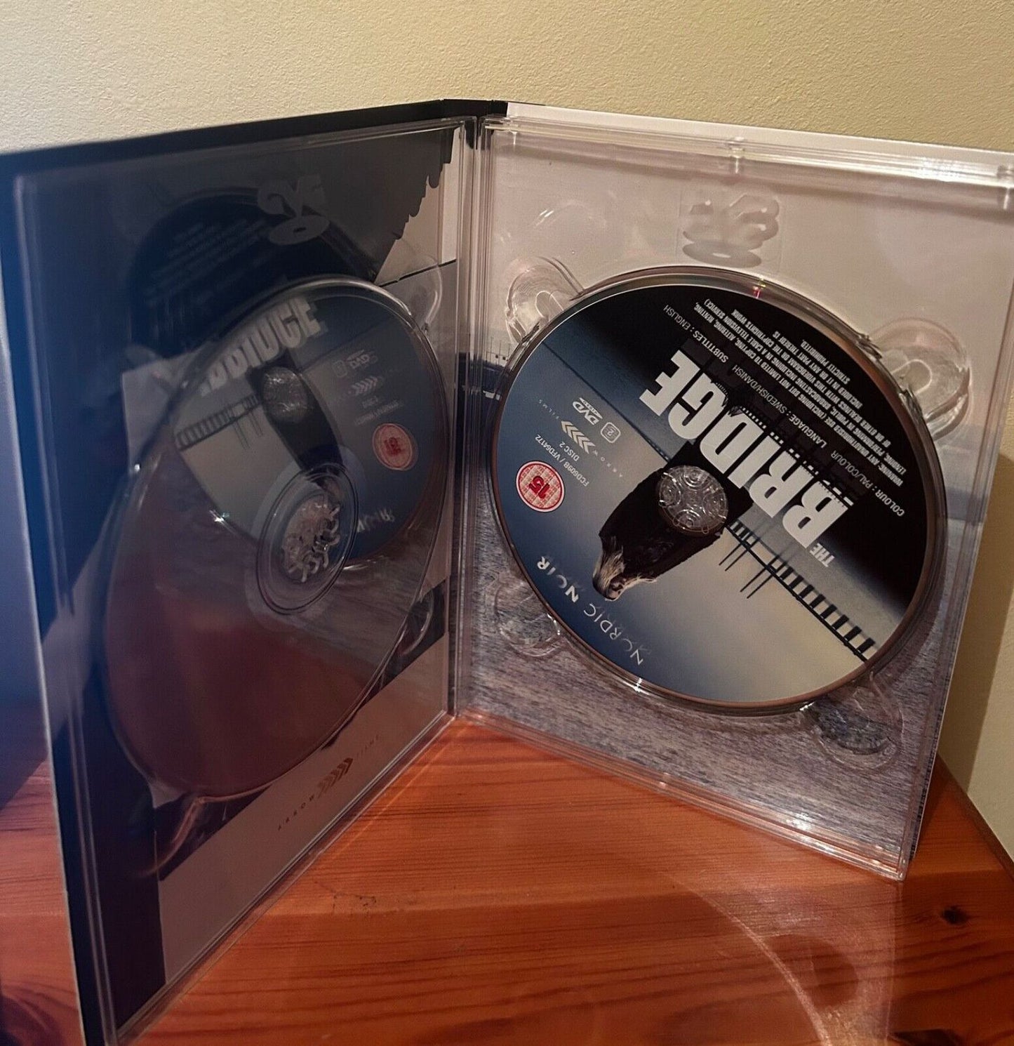 The Bridge: The Complete Series One (DVD) showcases all three discs for thrilling Danish drama fans.