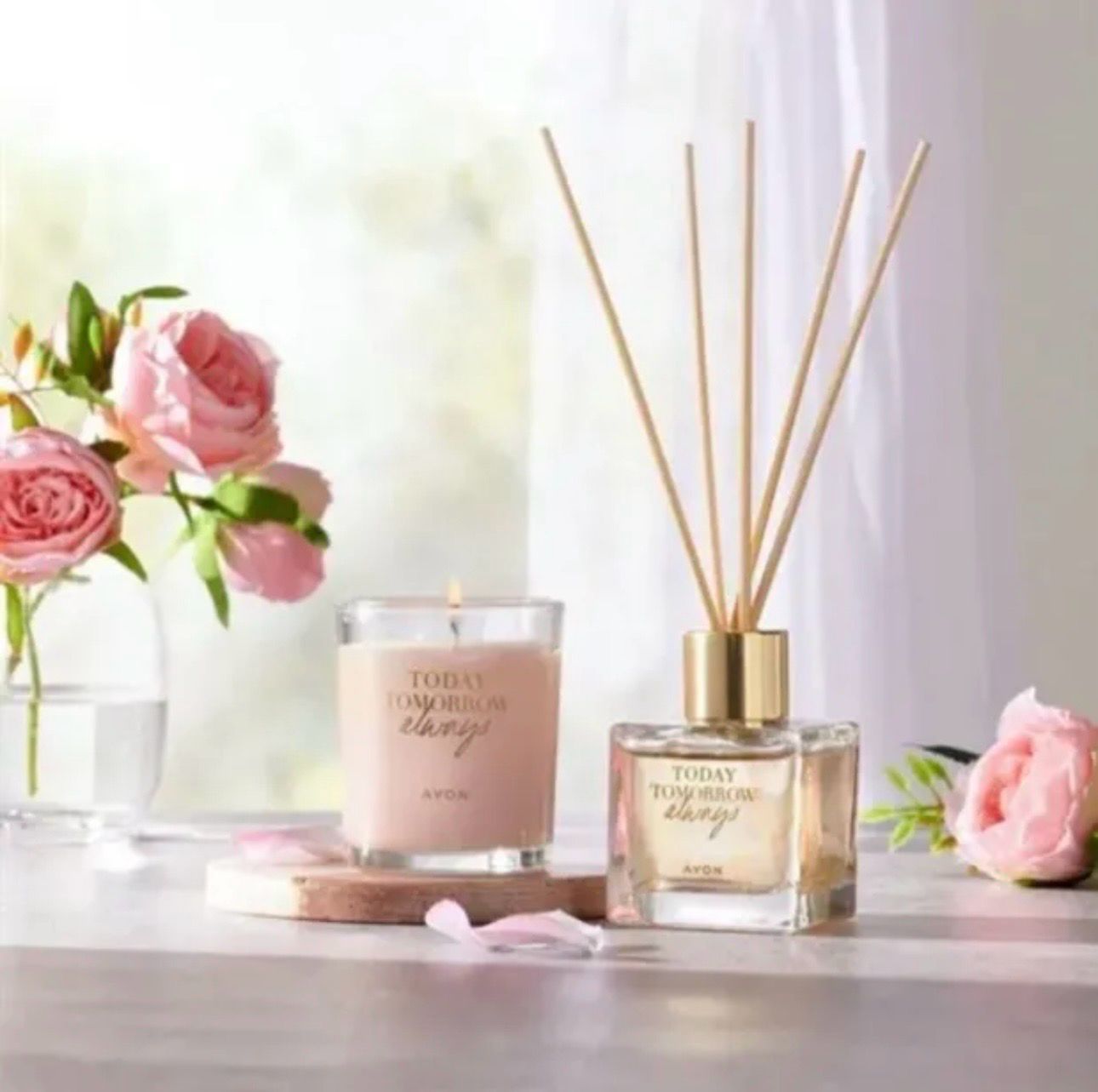 Avon Today Tomorrow ALWAYS Diffuser & votive candle set, perfect for creating a fragrant oasis at home.