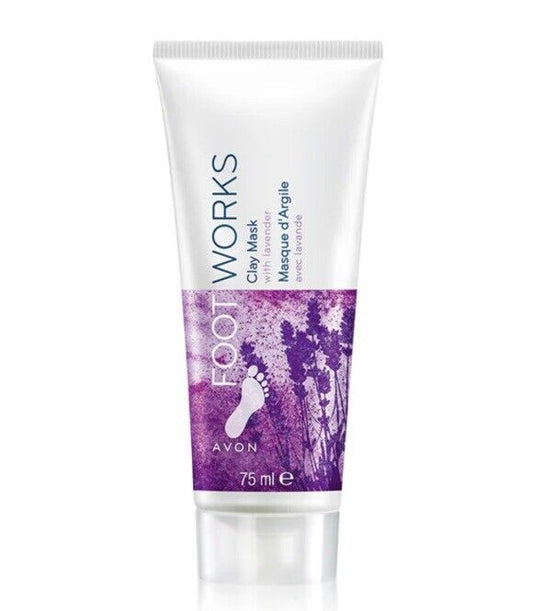 Soothe your feet with Avon Foot Works Clay treatment with Lavender - 75ml, featuring exfoliating kaolin clay.