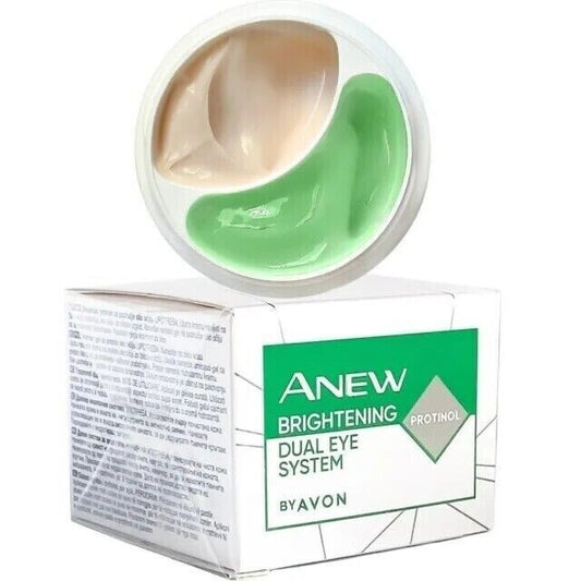 Avon Anew Brightening Dual Eye System 20ml with Protinol targets dark circles and lifts delicate eye skin.
