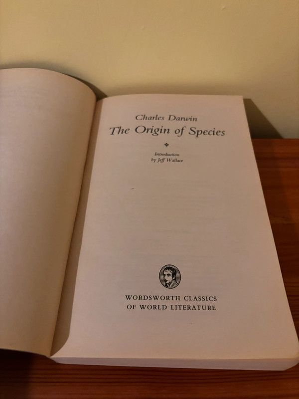 The Origin of Species (Classics of World Literature) opening page, showcasing Darwin's groundbreaking work by Wordsworth Editions.