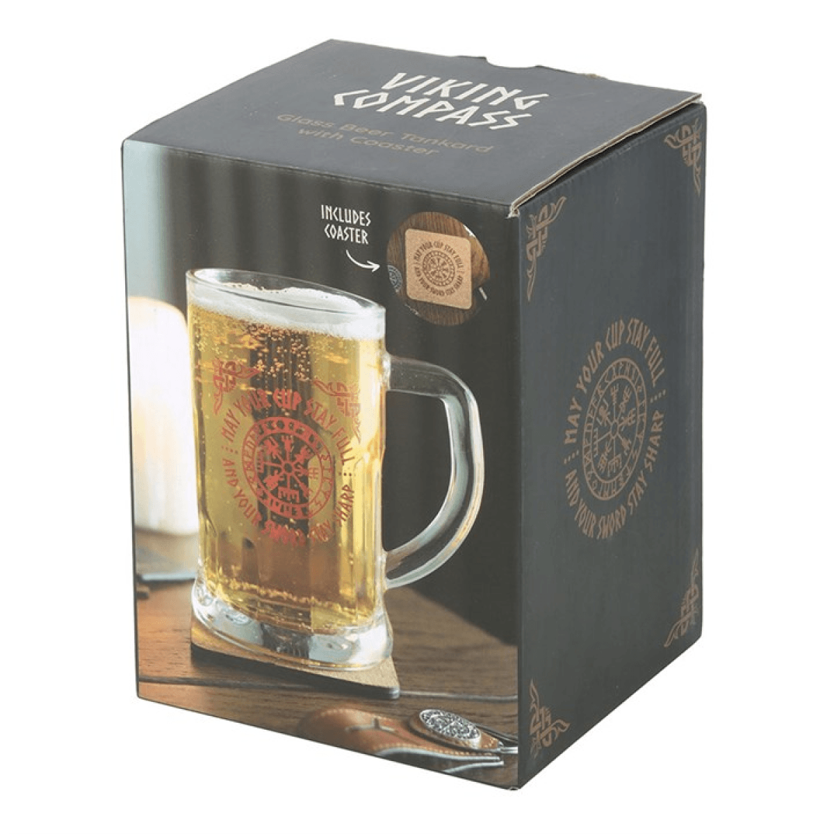 viking beer tankard glass with handle